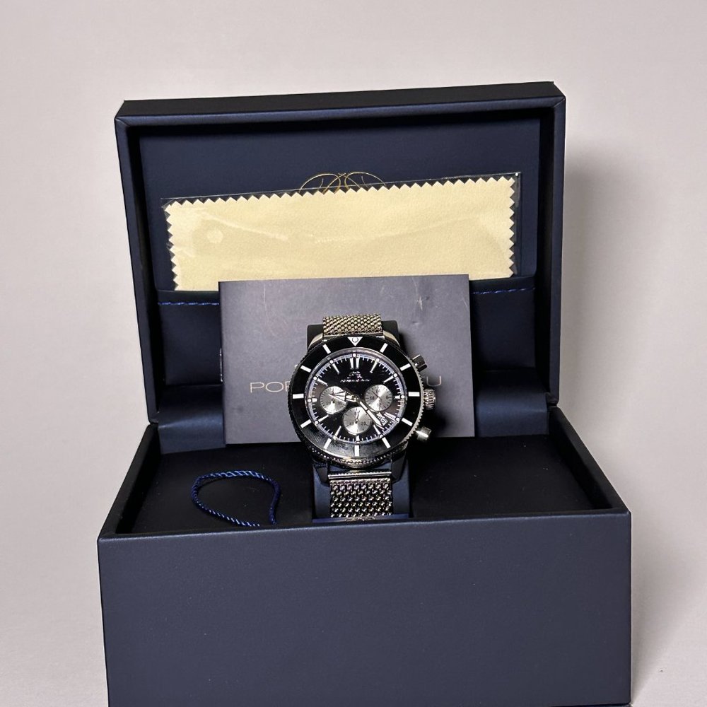 NWT-Porsamo Bleu Brandon luxury chronograph men's stainless steel watch 1011ABRS